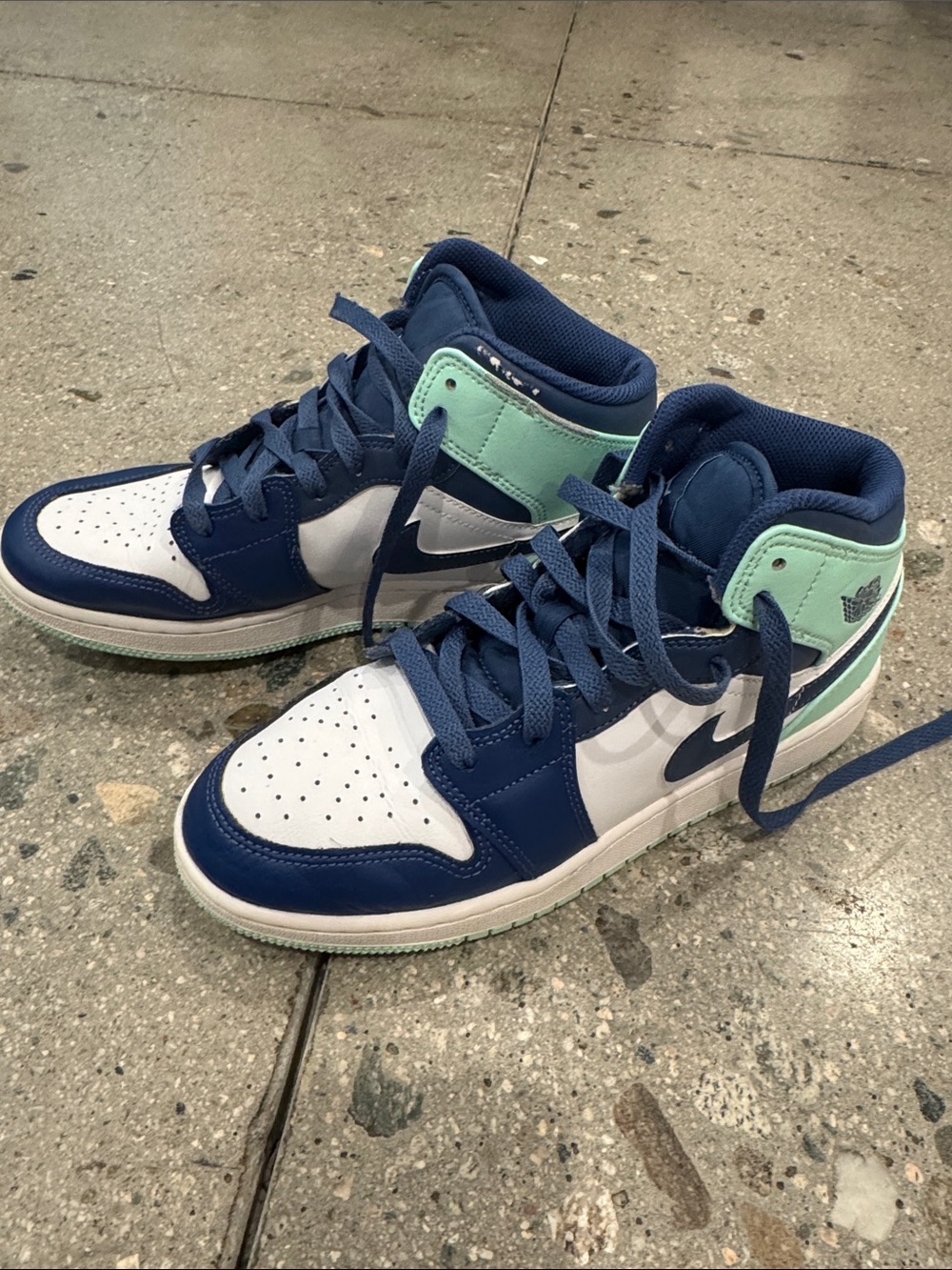Nike Air Jordan Kids Navy White/Mint Sneakers